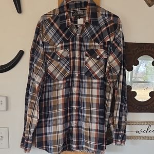 Canyon Guide Outfitters Men's Pearl Snap Blue Plaid XL